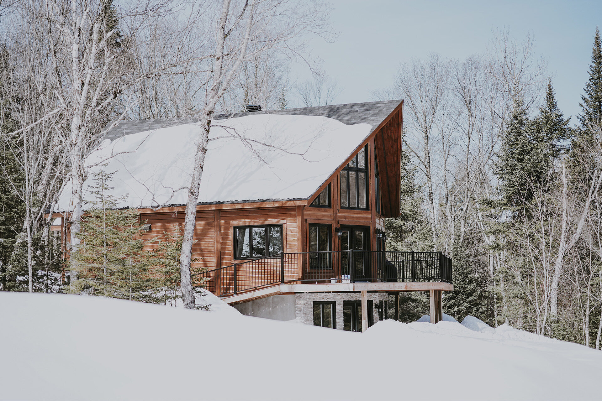 A snow-covered home